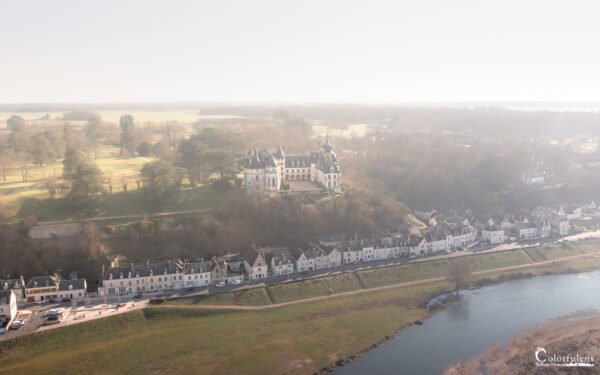 Le Château de Chaumont-sur-Loire se dresse majestueusement à travers une brume matinale, capturant l'élégance et le mystère de la vallée de la Loire, où histoire et nature se rencontrent harmonieusement.